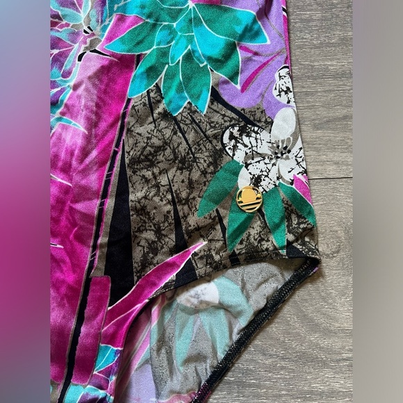Vintage Lycra by DuPont tropical Shimmery metallic floral print swimsuit Size s - Picture 5 of 10